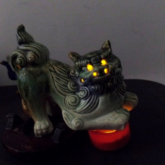 Vintage Chinese Porcelain Foo Dog Sculpture Figurine Shi Shishi Guardian Statue - Picture 12 of 13